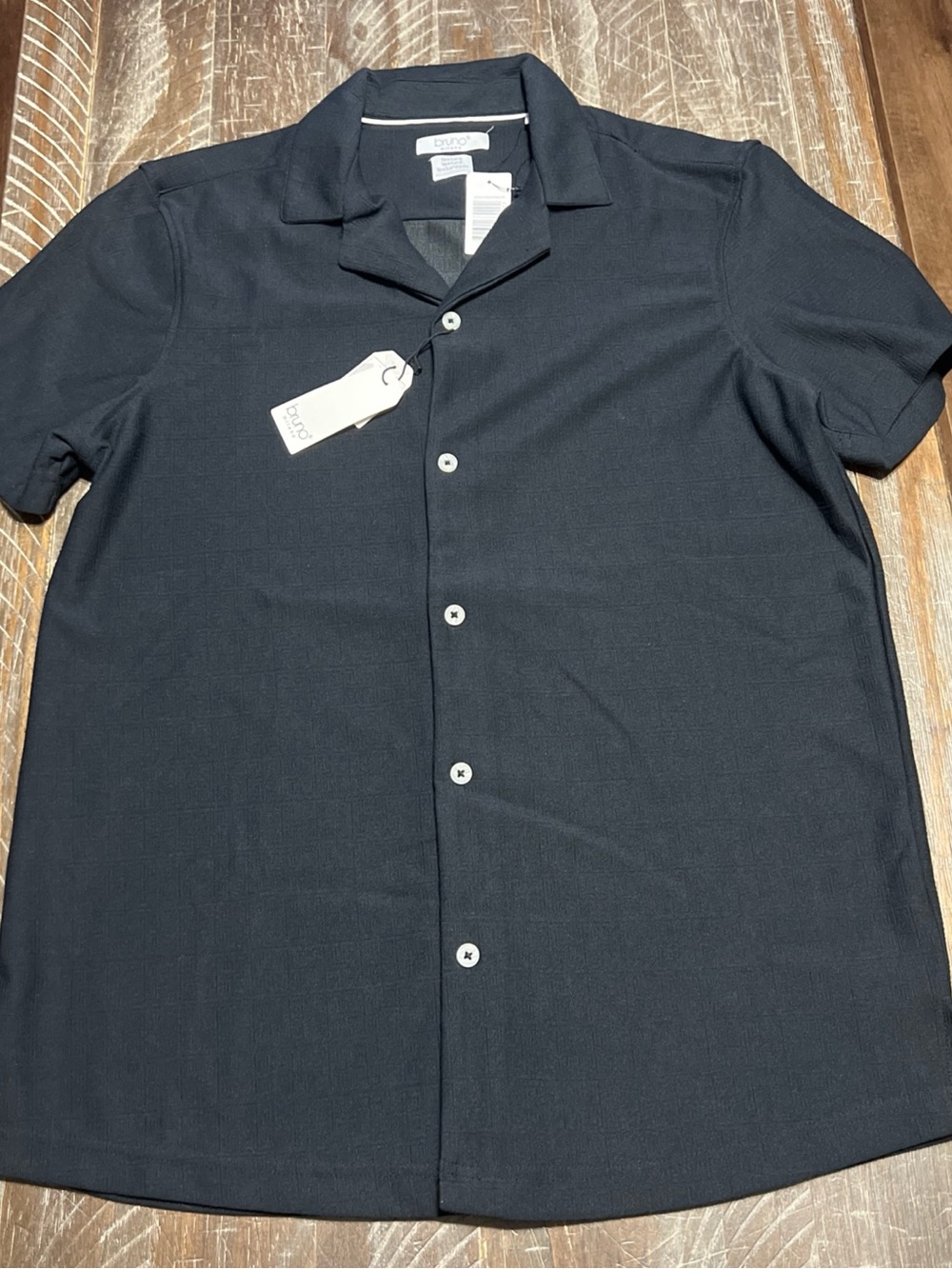 Bruno Milano Men’s Black Button Down Textured Short Sleeve Shirt Size M
